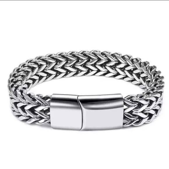 Stainless Steel Cuban Chain Magnetic Closure Hip Hop Bracelet - Picture 14 of 14